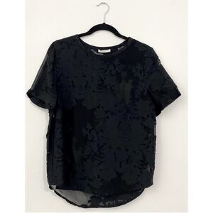 Equipment Riley Tee in Black Sheer Silk Floral Shirt Size Small